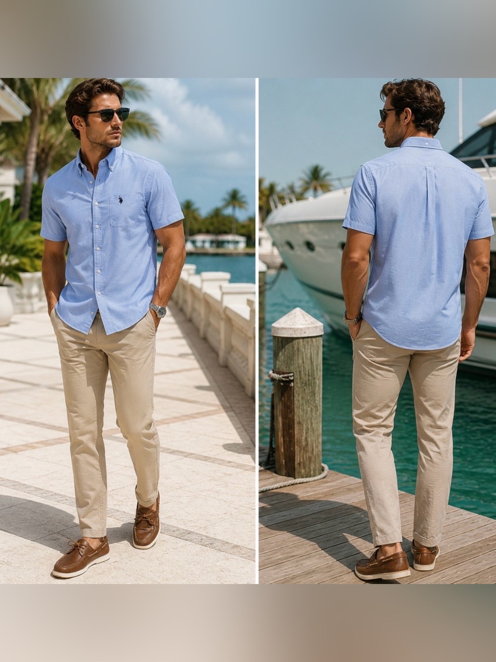 U.S. Polo Assn. Light Blue Short Sleeve Button-Down Shirt Size M
